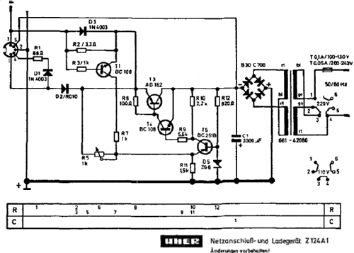 Netzanschluss- und Ladegerät Z124A1; Uher Werke; München (ID = 1133535) A-courant