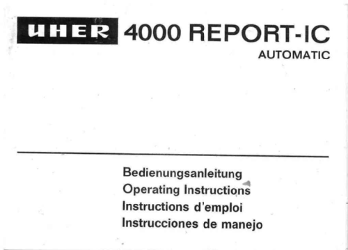 Report 4000 IC; Uher Werke; München (ID = 2672716) Sonido-V