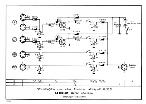 Transistor-Mischpult M153B; Uher Werke; München (ID = 2095881) Ampl/Mixer