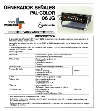 Electronic Palcolor Pattern Generator 06JG; Vanguard; Hospitalet (ID = 2881624) Equipment