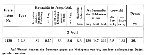 Heiz-Akkumulator 1L3; Varta Accumulatoren- (ID = 943602) A-courant