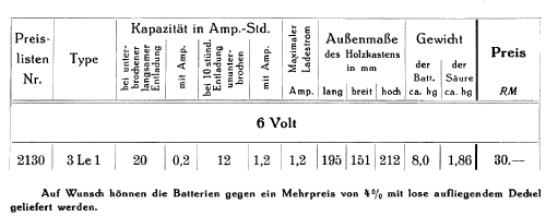 Heiz-Akkumulator 3Le1; Varta Accumulatoren- (ID = 943710) Strom-V