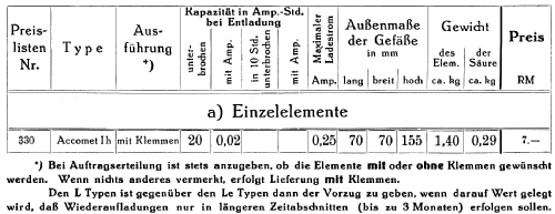 Heiz-Akkumulator Accomet I; Varta Accumulatoren- (ID = 944062) Aliment.