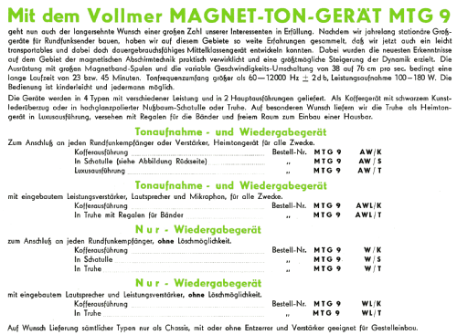 Tonbandgerät MTG9-54AWL; Vollmer, Eberhard; (ID = 2007808) Ton-Bild