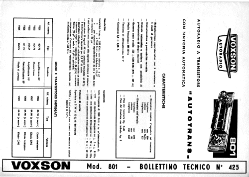 Autotrans 801; Voxson, FARET F.A.R. (ID = 669686) Car Radio