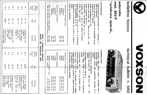 Autotrans Super 802P; Voxson, FARET F.A.R. (ID = 667244) Car Radio