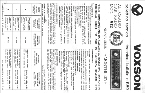 Monthlery 912; Voxson, FARET F.A.R. (ID = 1094609) Car Radio