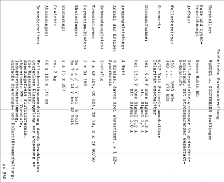 Gamma Rubin ML; Wandel & Goltermann; (ID = 2270679) Car Radio