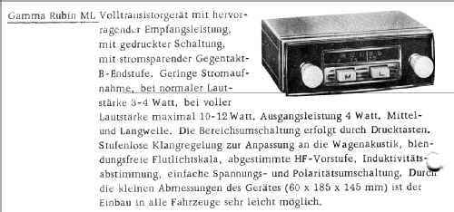 Gamma Rubin ML; Wandel & Goltermann; (ID = 316339) Car Radio