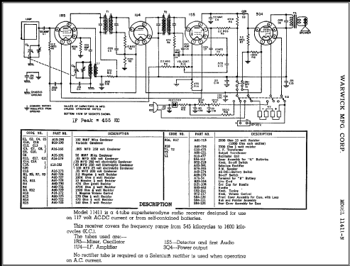 11411-N ; Warwick Mfg. Corp., (ID = 412362) Radio