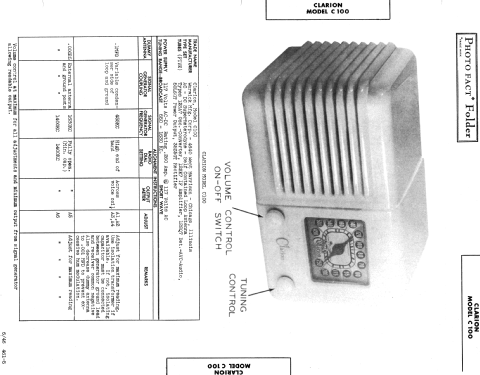 Clarion C-100 The Apollo; Warwick Mfg. Corp., (ID = 433219) Radio