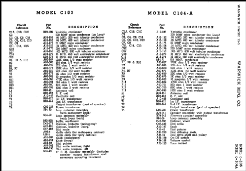 C-104A ; Warwick Mfg. Corp., (ID = 487695) Radio