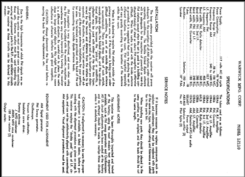 Clarion 12110M Ch= 12110; Warwick Mfg. Corp., (ID = 313582) Radio