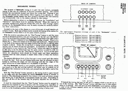 Instamatic Push Button Tuning ; Warwick Mfg. Corp., (ID = 703711) Bauteil