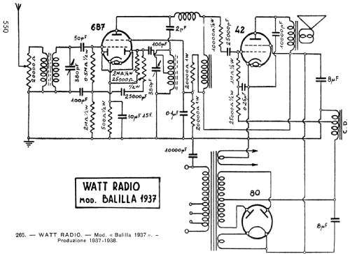 Balilla 1937 ; Watt Radio; Torino (ID = 55365) Radio