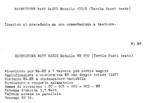 WR470/T; Watt Radio; Torino (ID = 219713) Radio