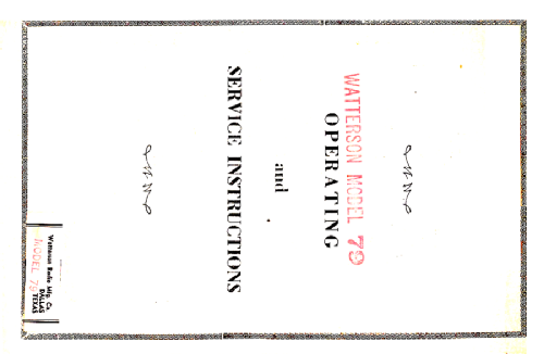 79 79; Watterson Radio Mfg. (ID = 2685033) Radio