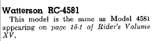 RC-4581 ; Watterson Radio Mfg. (ID = 703599) Radio