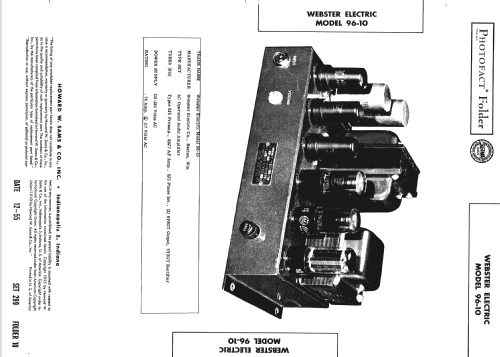 Audio Amplifier 96-10; Webster Electric (ID = 2679629) Ampl/Mixer