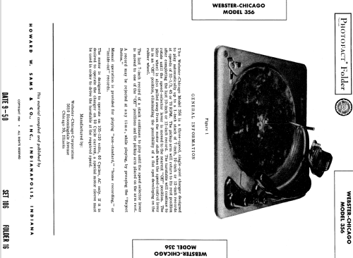 Record Changer Chassis 356-1 ; Webster Co., The, (ID = 570995) Sonido-V