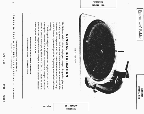 Record Changer 148 ; Webster Co., The, (ID = 1577383) Reg-Riprod