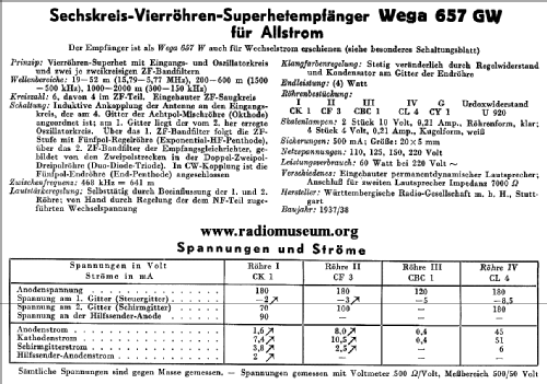 657GW; Wega, (ID = 35961) Radio