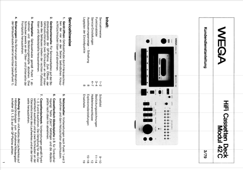 HiFi Cassette Deck Modul 42 C; Wega, (ID = 2015410) R-Player