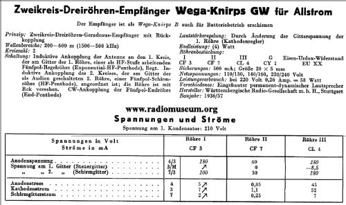 Knirps GW; Wega, (ID = 35955) Radio