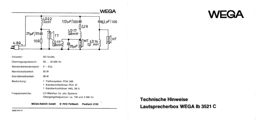 Lautsprecher-Box LB 3521 C; Wega, (ID = 2334566) Speaker-P