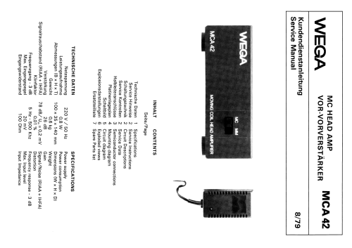 Moving Coil Head Amplifier MCA 42; Wega, (ID = 2021038) Ampl/Mixer