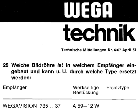 Vision 736; Wega, (ID = 2464612) Télévision