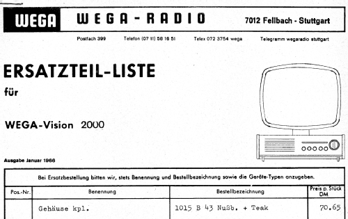 Wegavision 2000; Wega, (ID = 2450867) Télévision