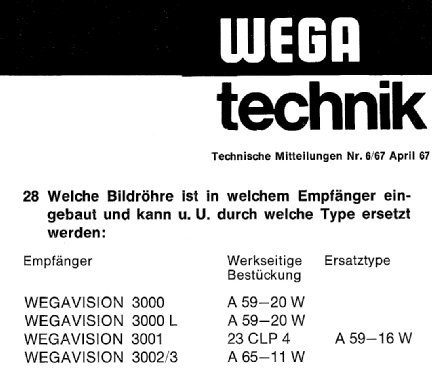 Wegavision 3001; Wega, (ID = 2450824) Television