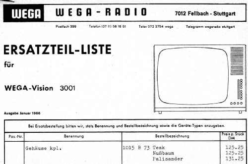 Wegavision 3001; Wega, (ID = 2450839) Television