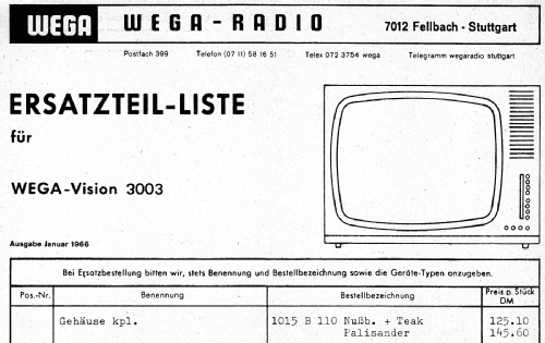 Wegavision 3003; Wega, (ID = 2450838) Télévision