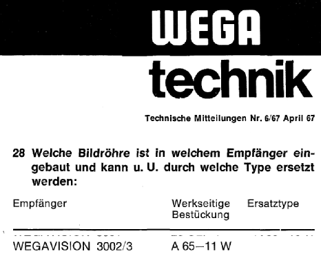 Wegavision 3003; Wega, (ID = 2456945) Television