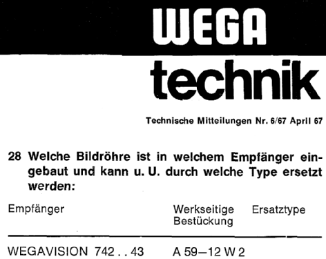 Wegavision 743; Wega, (ID = 2456318) Television