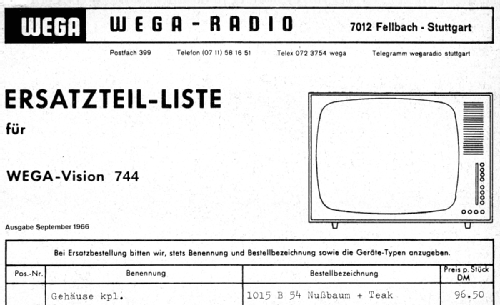 Wegavision 744; Wega, (ID = 2453084) Television