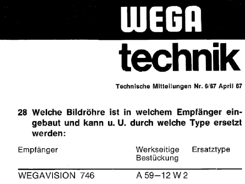 Wegavision 746; Wega, (ID = 2451828) Television
