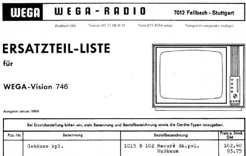 Wegavision 746; Wega, (ID = 2451829) Television
