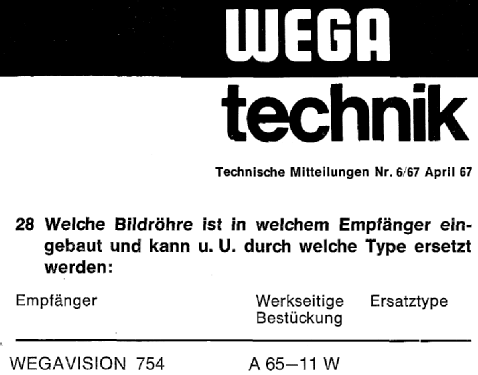 Wegavision 754; Wega, (ID = 2464095) Television