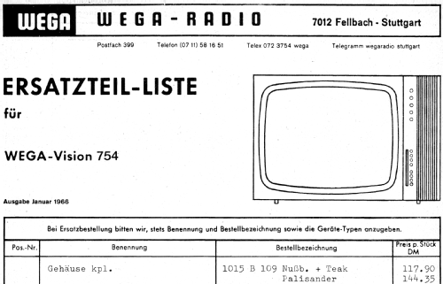 Wegavision 754; Wega, (ID = 2464097) Television