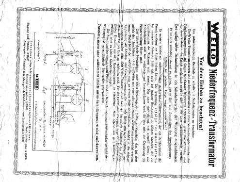 NF-Transformator Modell 3 gekapselt; Weilo, J. Feldman & (ID = 2228856) Radio part