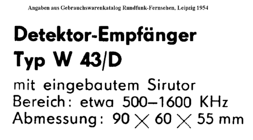 Detektor-Empfänger W43/D; Welker, Ing. Erich; (ID = 1414382) Cristallo