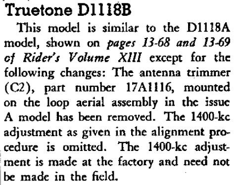 D1118B Truetone ; Western Auto Supply (ID = 763049) Radio