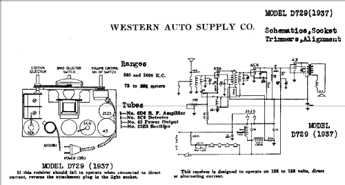 D729 Truetone ; Western Auto Supply (ID = 756975) Radio