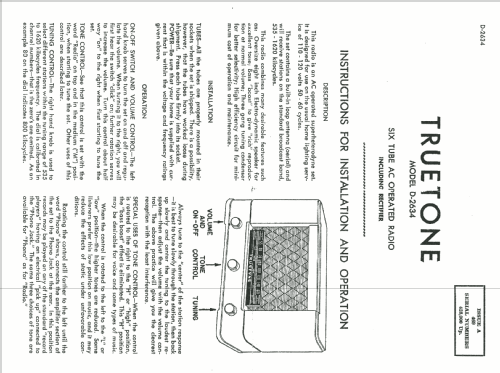 D-2634 Truetone ; Western Auto Supply (ID = 253884) Radio