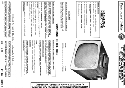 H-14TU170 Ch= V-2321-401; Westinghouse El. & (ID = 1850325) Television