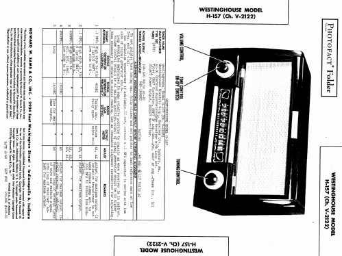 H-157 Library Ch= V-2122; Westinghouse El. & (ID = 947105) Radio