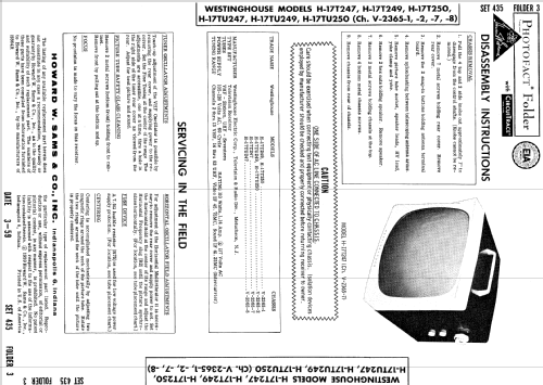 H-17TU247 Ch= V-2365-8; Westinghouse El. & (ID = 877815) Television